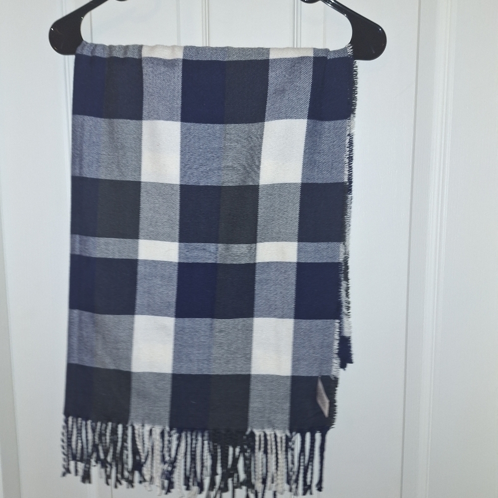 Plush Apparel Blue White Checkered Scarf